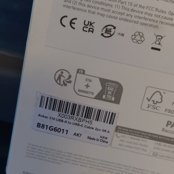 ANKER 2pack Series 3 USB-A to USB-C 6 foot cables, NIB NWT - Picture 4 of 7